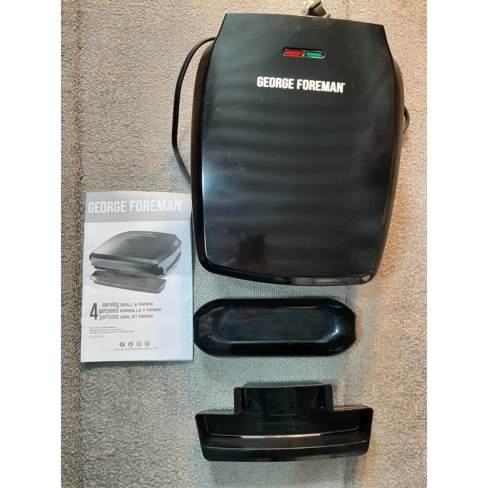 George Foreman GR340FB 4-Serving Plate Electric Indoor Grill Black